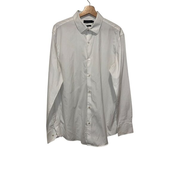 Paco Rabanne White Slim Fit Button-Up Long Sleeve Shirt Men's Size 17.5 - Picture 1 of 8